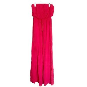 Maurices Strapless Gauzy Tie Waist Maxi Dress Small NWT